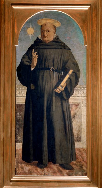 Polyptych للقديس أوغسطين: القديس نيكولاس التولينتينو - زيت على لوح بواسطة بييرو ديلا فرانشيسكا