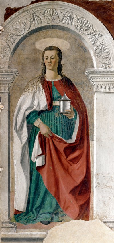 القديسة مريم المجدلية في الهواء الطلق بقلم بييرو ديلا فرانشيسكا (1415 / 20-1492) 1460 تقريبًا. شمس. 190x180 سم أريزو ، كاتدرائيات بواسطة بييرو ديلا فرانشيسكا