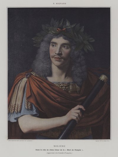 Moliere dans le role de Jules Cesar de la "Mort de Pompee" (Moliere in the Role of Julius Caesar in The Death of Pompey) (صورة ملونة) بواسطة بيير (بعد) مينارد