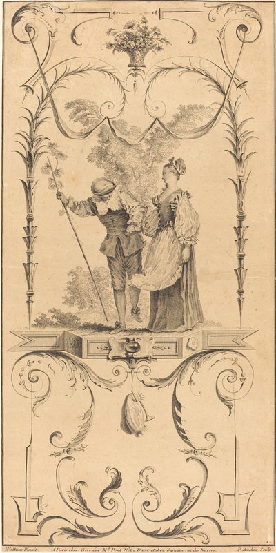 الراعي والراعي (؟) بواسطة Pierre Alexandre Aveline after Antoine Watteau
