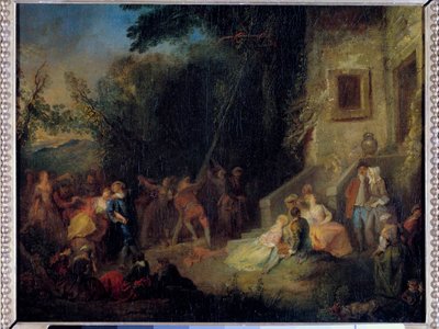 يجوز غرس fete التقليدي الذي كان عبارة عن غرس شجرة في مايو. لوحة منسوبة إلى بيير أنطوان كويلارد (حوالي 1701-1733) من القرن الثامن عشر. الأحد 0،37 × 0،45 م بواسطة بيير أنطوان (Attr. To) Quillard