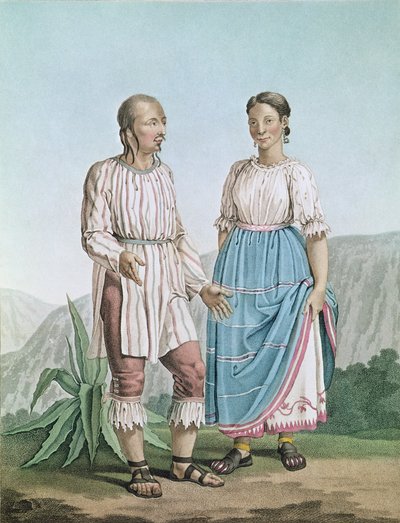 أزياء هنود ميتشواكان ، من "Voyages aux Regions Equinoxiales du Nouveau Continent" بقلم ألكسندر فون هومبولت (1769-1859) المنشورة في عام 1810 بواسطة بيير أنطوان مارشيس