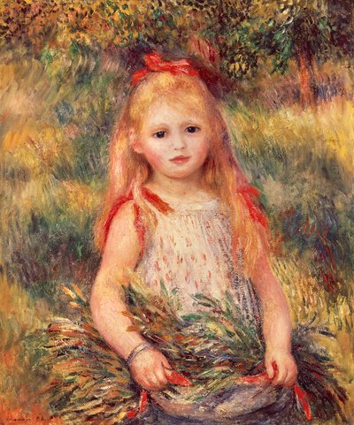 فتاة مع حزمة من الذرة لبيير أوغست رينوار (1841-1919) ، زيت على قماش ، 65 × 54 سم بواسطة بيير أوغست رينوار