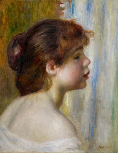 رأس امرأة شابة ، أواخر القرن التاسع عشر بواسطة Pierre Auguste Renoir