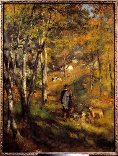 Jules Lecoeur وكلابه في غابة Fontainebleau. لوحة بيير أوغست رينوار (1841-1919) بواسطة بيير أوغست رينوار