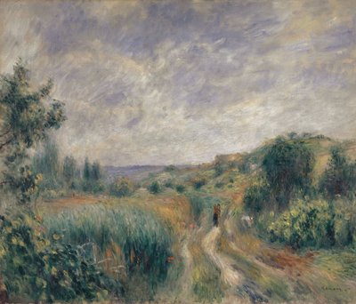 منظر طبيعي بالقرب من المناظر الطبيعية في Essoyes مع شخصيتين على العشب ، 1892. بواسطة بيير أوغست رينوار
