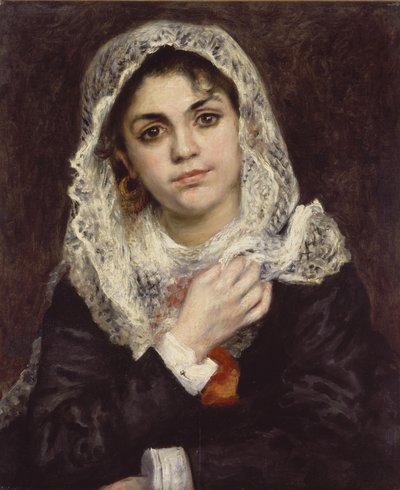 ليز في شال أبيض حوالي 1872 بواسطة بيير أوغست رينوار