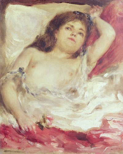 امرأة شبه عارية في السرير: الوردة ، قبل عام 1872 (زيت على قماش) بواسطة بيير أوغست رينوار