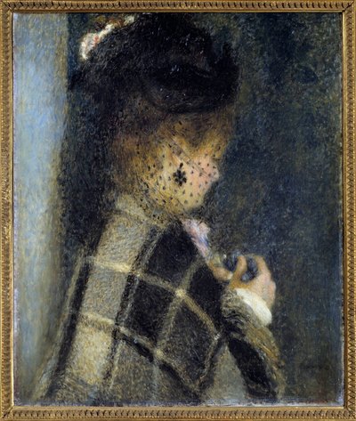 امرأة شابة مع حجاب لوحة رسمها بيير أوغست رينوار (1841-1919) حوالي 1870 صن. 0،61x0،51 م باريس ، متحف أورسيه - شابة محجبة. رسم بيير أوغست رينوار (1841-1919) ، كاليفورنيا. 1870. 0.61 × 0.51 م. متحف أورساي ، باريس بواسطة بيير أوغست رينوار