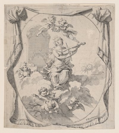 سانت سيسيليا على الغيوم التي رفعتها الملائكة ، 1696. ، 1696. بواسطة بيير بيرشيه