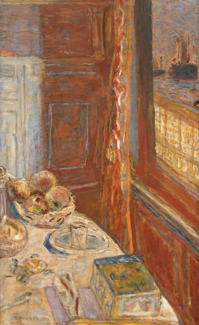 الحياة الساكنة مع رؤية السفن من خلال النافذة ، ج 1906 بواسطة Pierre Bonnard