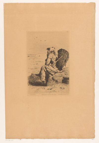 Rustende vissersvrouw aan de kust صياد سمك في Veules-en-Caux (العنوان على الكائن) بواسطة ودوي ألفريد كادارت
