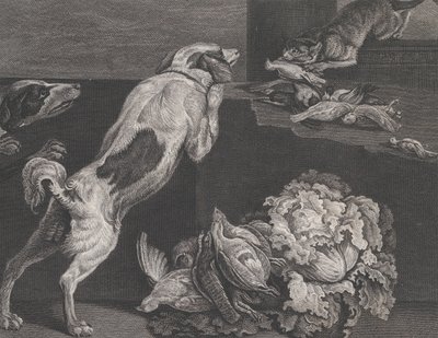 الكلاب والحياة الساكنة ، 1778 بواسطة بيير تشارلز كانوت