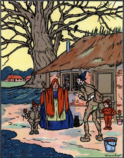 تحليق بيكروشول الذي يلتقي برسوم ساحرة قديمة لبيير كوزيل (توفي عام 1938) من "غارغانتوا" بقلم فرانسوا رابيليه بواسطة بيير كورسيليس