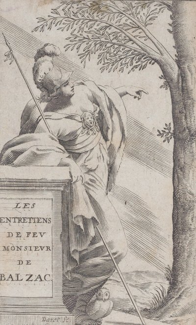واجهة الكتاب ، من مقابلات مع الراحل السيد بالزاك ليه Entretiens de Feu Monsieur d ... ، 1660. بواسطة بيير داريت