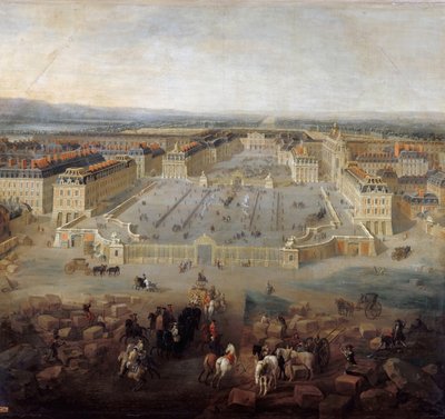 منظر لقصر فرساي من ساحة Place d'Armes عام 1722 بواسطة بيير دينيس الثاني مارتن