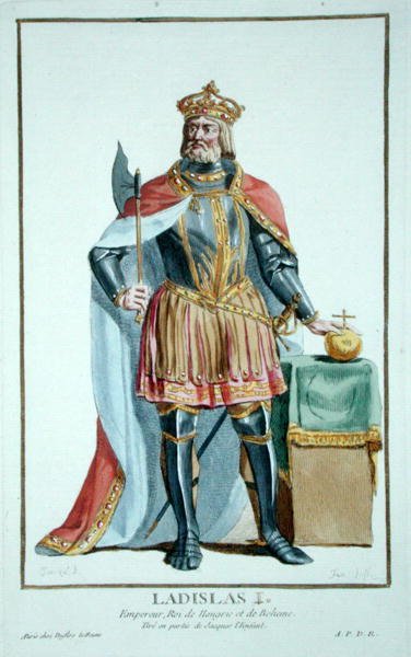 Ladislaw الأول (1040-95) ملك بوهيميا من 'Receuil des Estampes ، يمثل الرتب والكرامات ، بعد زي جميع الدول الموجودة' ، نُشر عام 1780 (نقش ملون يدويًا) بواسطة بيير دوفلوس