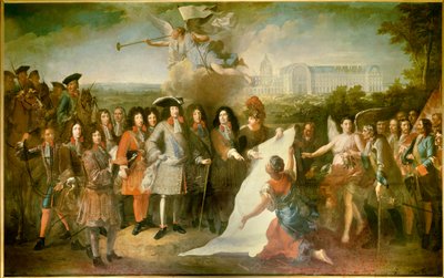 تقديم الماركيز دي لوفوا (1639-1691) لخطة Royal Hote des Invalides إلى لويس الرابع عشر من قبل الماركيز دي لوفوا (1639-1691) ومن بين الحاضرين هنري دي لا تور دي أوفيرني (1611-1675) ، ليبرال بروانت (1631-1697) ؛ لويس الثاني من بوربون ، أمير كوندي (بوربون كوندي بواسطة بيير دولين