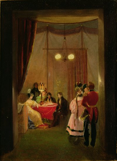 صالون Hortense de Beauharnais (1783-1837) في روما (زيت على البطاقة) بواسطة بيير فيليكس كوتراو
