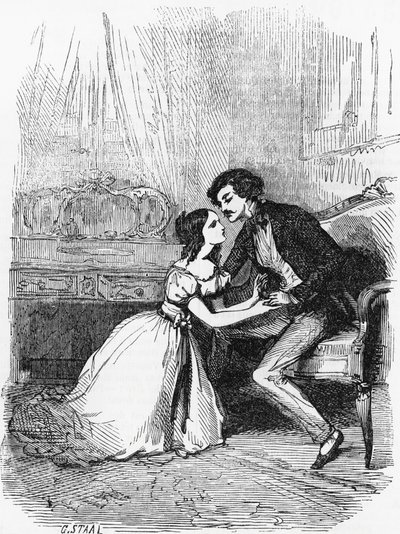 رسم توضيحي لـ Black Sheep ، رواية بقلم Honore de Balzac (1799-1850) من مجموعة متعددة المجلدات بعنوان Human Comedy ، نقش بقلم Pierre Gustave Eugene Staal (1817-1882) بواسطة بيير جوستاف يوجين (1817-1882) ستال