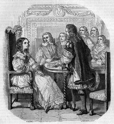 زيارة الملكة كريستين من سويدي (1626-1689) لأكاديمية Francaise في باريس بحضور الكاردينال ريشيليو نقش بقلم جي ستال بواسطة Pierre Gustave Eugene Staal