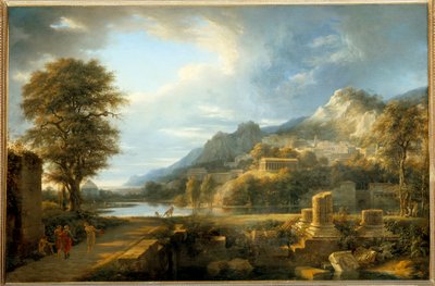 مدينة أغريجنتو القديمة في صقلية رسم بيير دي فالنسيان (1750-1819) من القرن التاسع عشر. 1،1x1،64 م. بواسطة بيير هنري دي فالنسيان