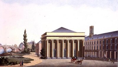 قصر جامعة لييج ، من "اختيار أفضل المعالم الأثرية والصروح والمنازل في مملكة هولندا" بقلم بيير جاك جوتغبور ، نقش بواسطة جيه إن شيفرون ، نُشر عام 1827 (مائي) بواسطة بيير جاك (بعد) جوتغبور