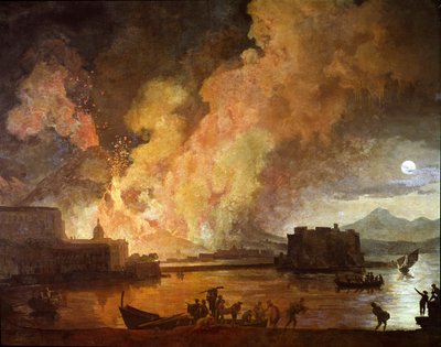 The eruption of the Vesuve in Naples in the moonlight (Painting بواسطة بيير جاك فولاير