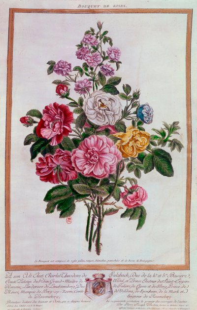 باقة من الورود الطباعة الحجرية لبيير جوزيف بوشوز (1731-1807) القرن الثامن عشر ، باريس ، بن بواسطة بيير جوزيف بوشوز