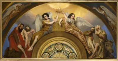 رسم تخطيطي لكنيسة سان لوي - إيل: آثار الآلام - ملاكين والإنجيليين الأربعة بواسطة بيير جول جوليفيت