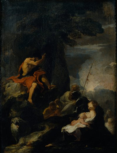 St. John the Baptist preaching in the wilderness (oil on canvas) بواسطة بيير لويس كريتي أو كريتي