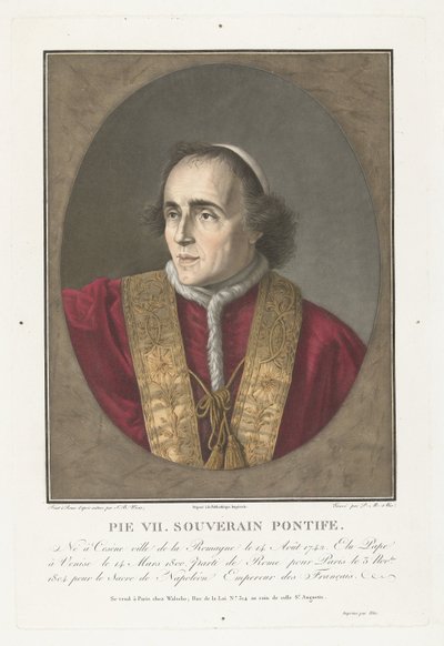 Portret van Paus Pius VII بيوس السابع. البابا السيادي (العنوان على الكائن) بواسطة جان بابتيست جوزيف ويكار