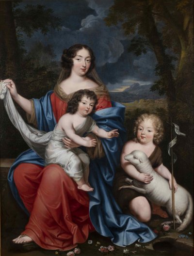 صورة مدام دي مينتينون 1635-1719 ، مع أطفال لويس الرابع عشر الطبيعيين ، القرن السابع عشر. بواسطة بيير مينارد