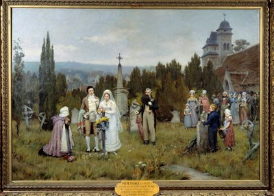 Piete الفرعية Wedding Scene ، تتجمع العرائس الشابات على قبر الأب المتوفى لإحدى العرائس الشابات. رسم بيير أوتين (1840-1899) القرن التاسع عشر. فيكامب ، مركز متحف للفنون بواسطة بيير أوتين