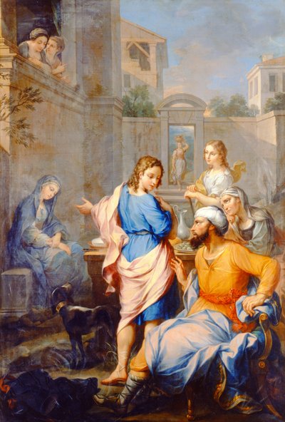 توبياس يسأل راغيل عن ابنته ، سارة ، يد الزواج ، 1733 بواسطة بيير باروسيل