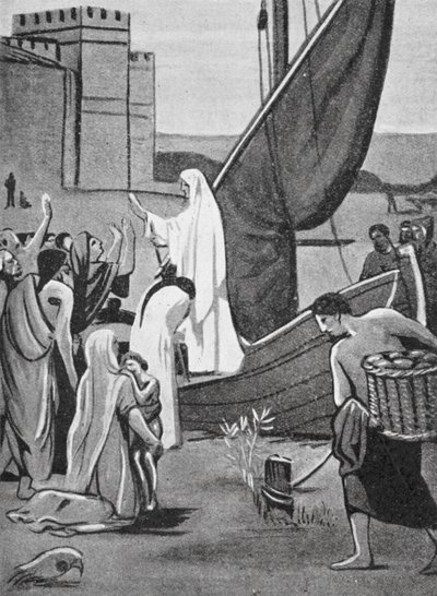 سانت جينيفيف تجلب الإمدادات إلى باريس (ليثو) بواسطة بيير بوفيس دي شافان