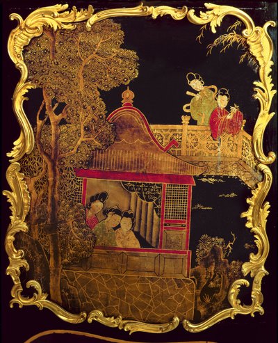 لوحة جانبية لصوان لويس الخامس عشر ، c.1745 (ورنيش وذهب على الخشب) (إعادة 222380) بواسطة Pierre Roussel