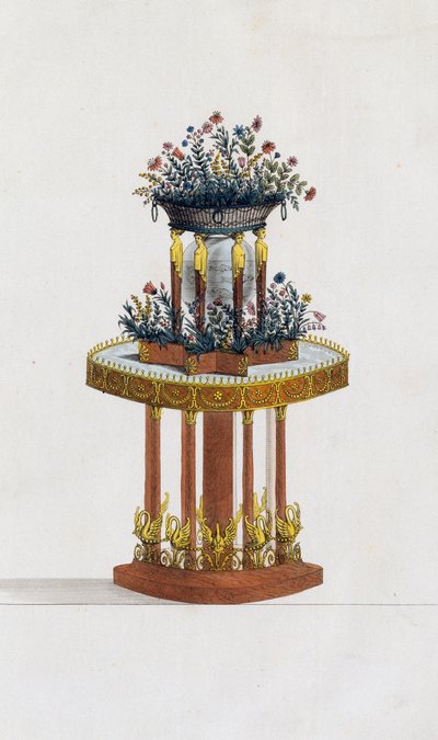 حامل زهور الماهوجني والبرونز ، اللوحة 287 ، رسم توضيحي من Collection de Meubles et Objects de gout (مجموعة من الأثاث والأشياء ذات الذوق) بواسطة بيير دي لا ميسانجير