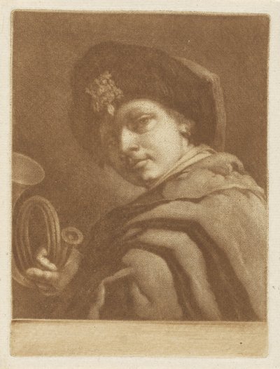 الصبي مع قرن الصيد بواسطة بيتر أنتوني واكيرداك