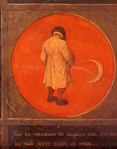 مهما فعلت ، أنا لا أتوب ، فأنا أستمر في التبول على القمر ، c1558-1560 بواسطة بيتر بروغل الأكبر