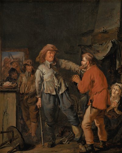 جنود يقتحمون كوخ الفلاحين بواسطة Pieter Codde