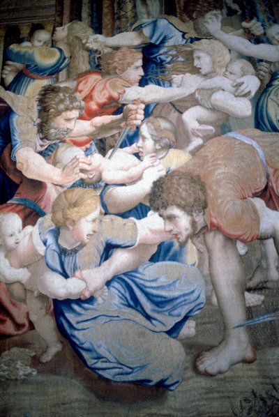 تفاصيل نسيج يصور مذبحة الأبرياء ، c.1520-31 (صوف وحرير) بواسطة بيتر كويك فان إيلست