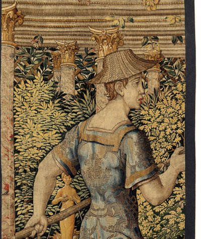 Vertumnus و Pomona: تحول Vertumnus إلى صياد ، حوالي 1550 (الذهب والصوف والحرير) بواسطة بيتر كويك فان إيلست