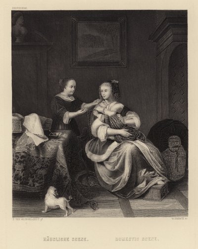 المشهد المنزلي بواسطة بيتر كورنيليشز فان سلينجلاندت