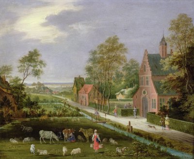قرية المناظر الطبيعية (زيت على النحاس) بواسطة بيتر جيسيلز