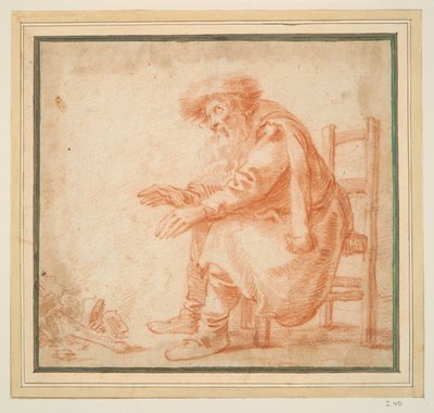 رجل عجوز يسخن يديه على النار بواسطة Pieter Jansz. Quast