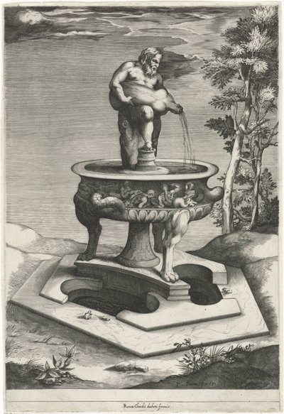 نافورة مع Silenus في حدائق Palazzo Cesi في الفاتيكان بواسطة كلود دوشيت