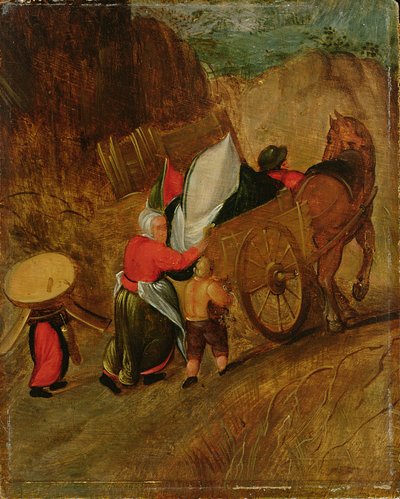 منظر طبيعي، فلاحون وفلاحون وحصان وعربة، أوائل القرن السابع عشر (زيت على لوحة) بواسطة بيتر ستيفنز