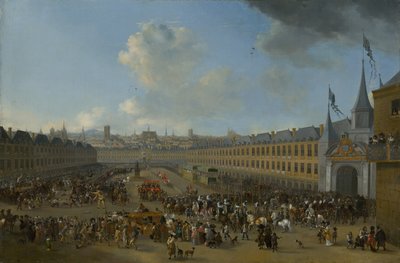 البطولة في Place des Vosges في باريس ، حوالي 1665. بواسطة بيتر وويرمان