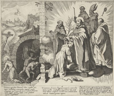 Catharina biddend / Visioen van Catharina / Catharina wordt dominicanes Scènes uit het leven en wonderen van de Heilige Catharina van Siena (عنوان المسلسل) الحياة والموت وبعض المعجزات المختارة B. CATHERINE OF SENENIS (...) (عنوان السلسلة) بواسطة بيتر دي جود (أنا)